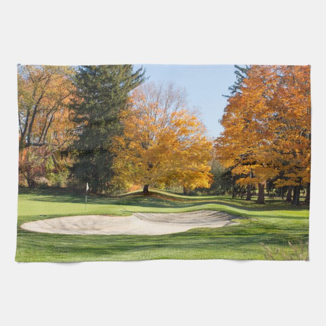 Tee Time in Autumn Tea Towel (Horizontal)