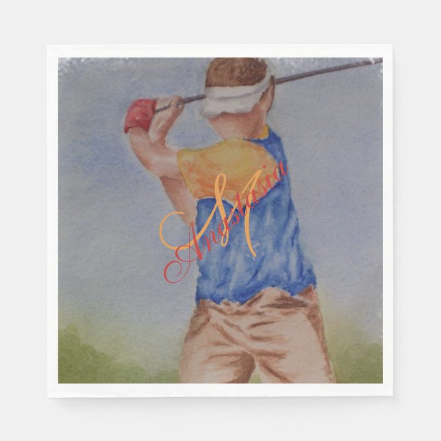 TEE TIME MONOGRAM PARTY NAPKIN (Front)