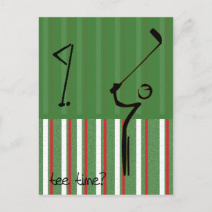 tee time striped postcard