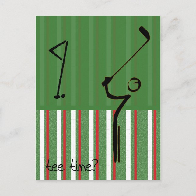 tee time striped postcard (Front)