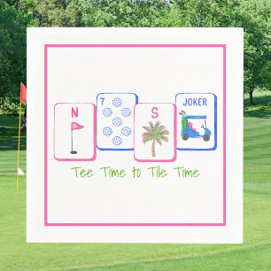 Tee Time to Tile Time / Golf Mahjong Party Napkin