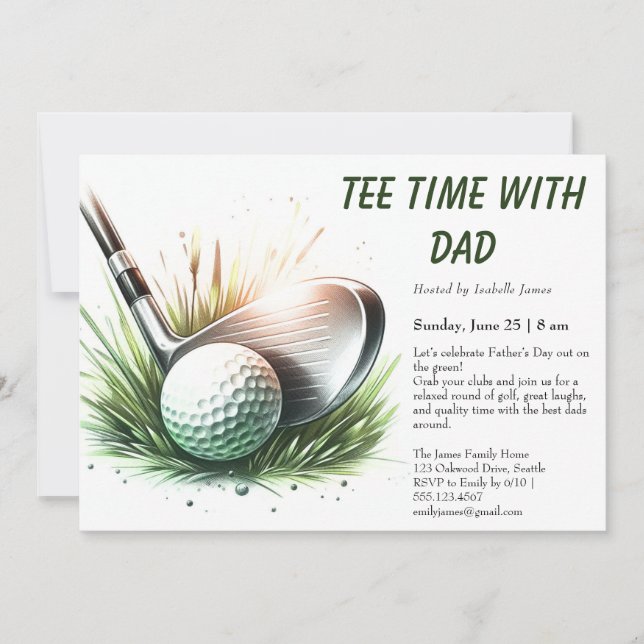Tee Time with Dad Editable Father’s Day Golf Party Invitation (Front)