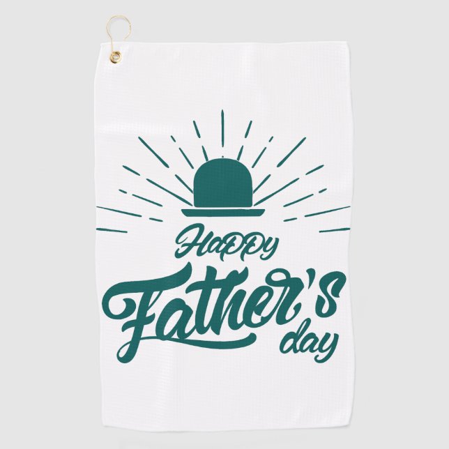 Tee Time with Happy Father's Day Golf Towel (Front)