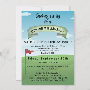 TEE TIMES 50TH GOLF BIRTHDAY PARTY INVITATION