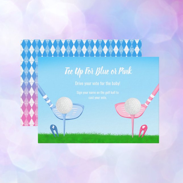 Tee Up Blue or Pink Golf Gender Reveal Vote  Enclosure Card (Creator Uploaded)