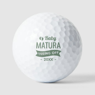 Teeing Off Baby Announcement Personalised Sage Golf Balls