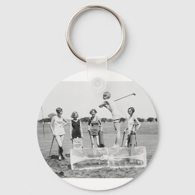 Teeing Off On ICE Womens Golf in Bathing Suits! Key Ring (Front)