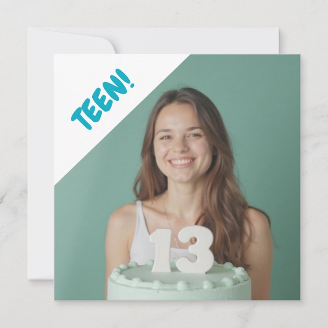 Teen 13 Years Custom Photo Birthday Party Invitation (Front)