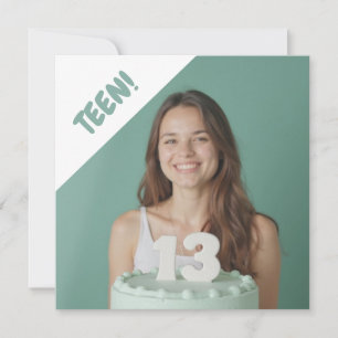 Teen 13 Years Custom Photo Birthday Party Invitation
