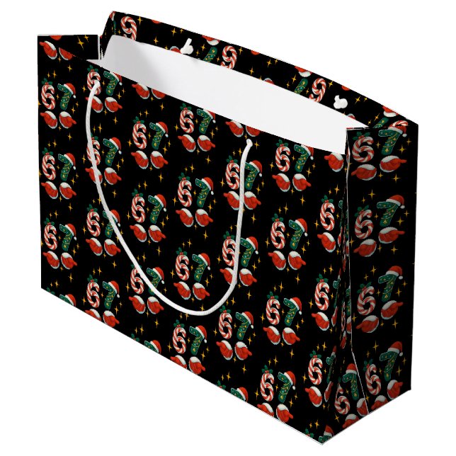 Teen 6 7 Meme Holiday Large Gift Bag (Back Angled)