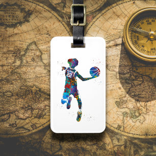 Teen Basketball Player Luggage Tag