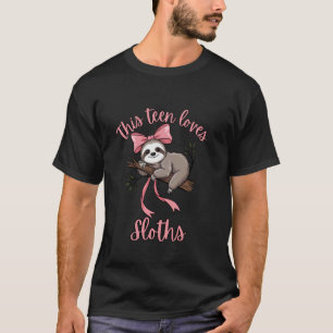 Teen Birthday Coquette Cute Sloth T-Shirt