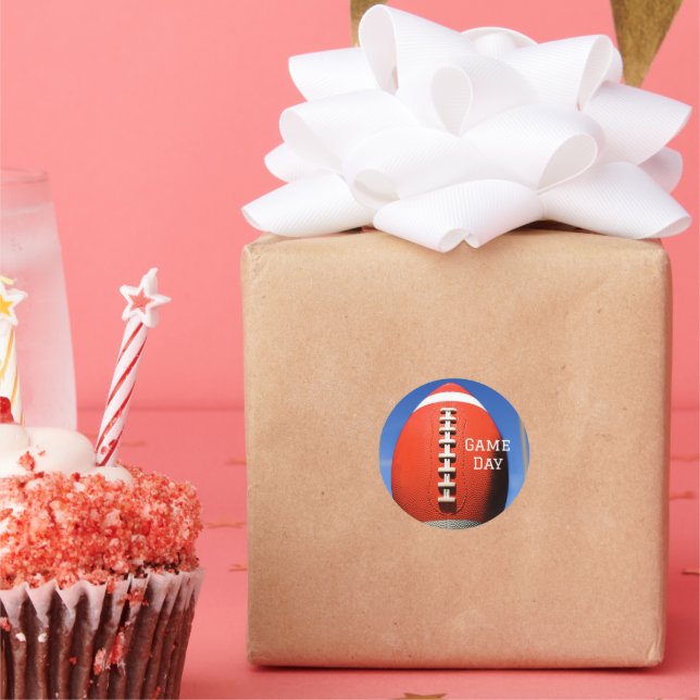 Teen Birthday Goal Post Orange Football Classic Round Sticker (Party)