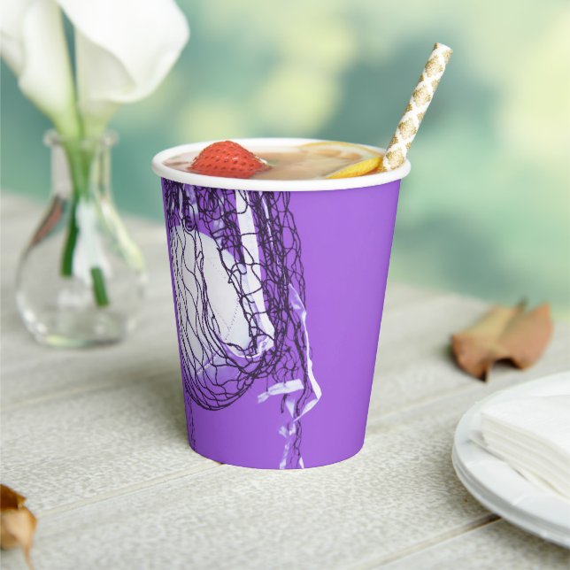 Teen Bold Purple Birthday Net & Volleyball Sports Paper Cups (Insitu)