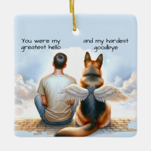 Teen Boy and Dog Memorial Ceramic Ornament