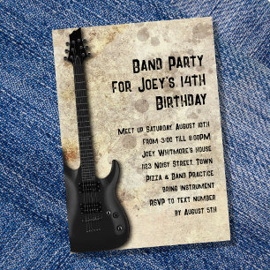 Teen Boy Band Guitar Birthday Party Invitation