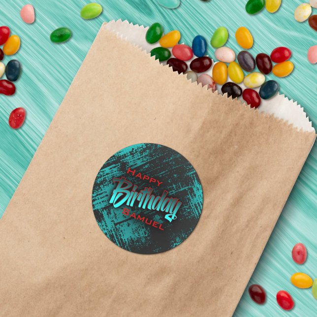 Teen Boy Birthday Classic Round Sticker (Creator Uploaded)