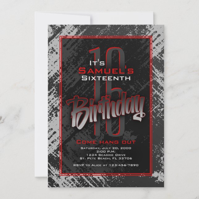 Teen Boy Birthday Invitation (Front)