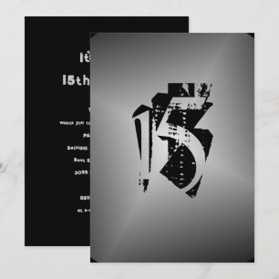 Teen Boy Birthday Party Black Silver Invitation