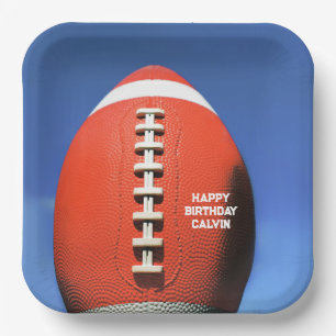 Teen Boy Blue Sky Orange Football Paper Plate