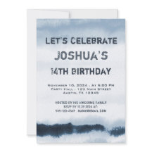 Teen Boy Blue Watercolor Minimalist Birthday