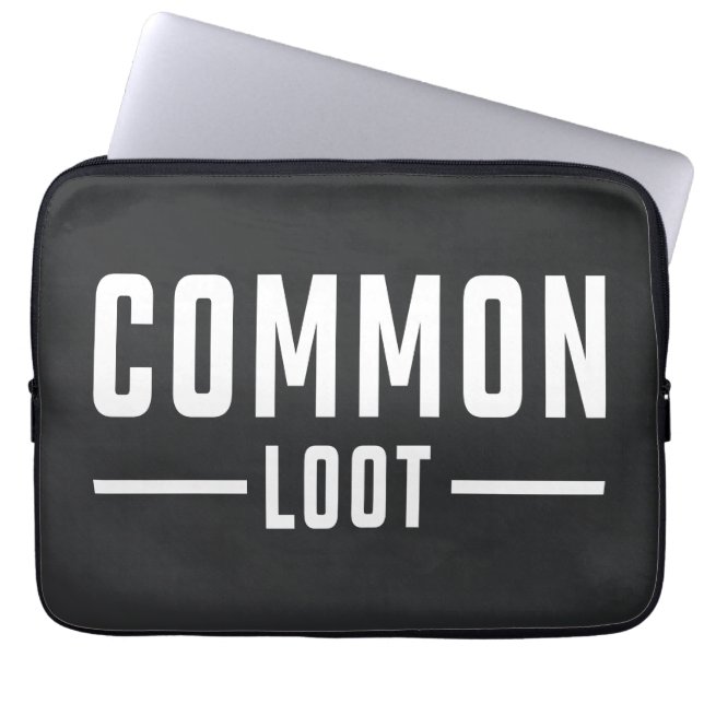Teen Boy Common Loot Gamer Gray Typography Laptop Sleeve (Front)