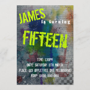 Teen Boy Graffiti Invitation