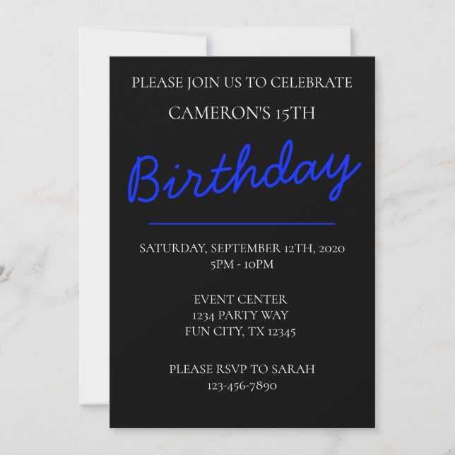 Teen Boy Men Man Birthday Party Invitation (Front)