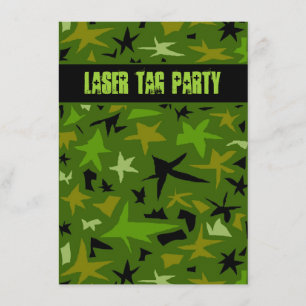 Teen Boys Birthday Camo Stars Party Invitation