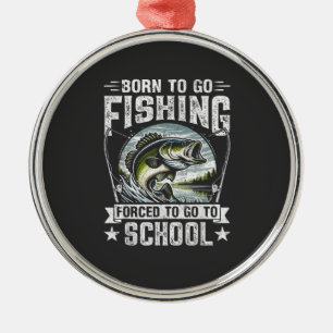 Teen Boys Fishing Forced to Go to School Metal Tree Decoration
