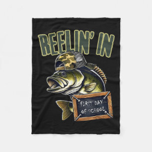 Teen Boys Fishing Reeling In First Day Of School B Fleece Blanket