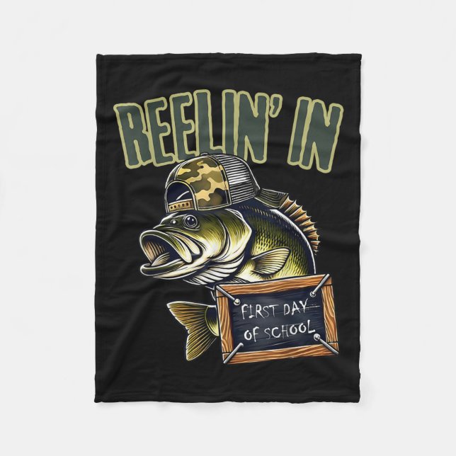 Teen Boys Fishing Reeling In First Day Of School B Fleece Blanket (Front)
