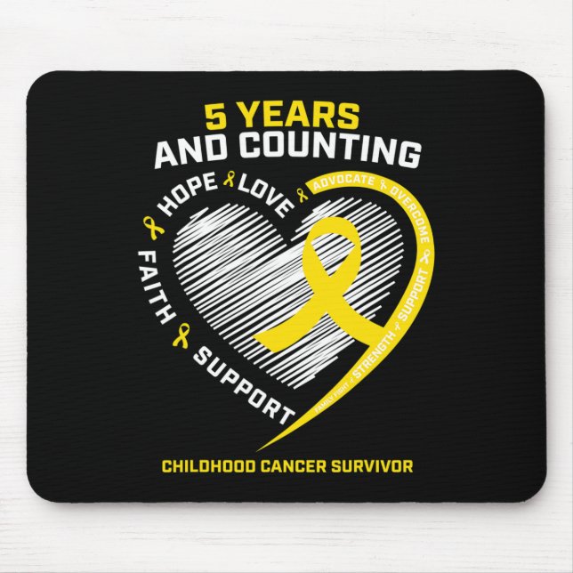 Teen Boys Girls Kids 5 Years Gold Childhood Cancer Mouse Mat (Front)