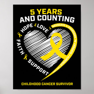 Teen Boys Girls Kids 5 Years Gold Childhood Cancer Poster