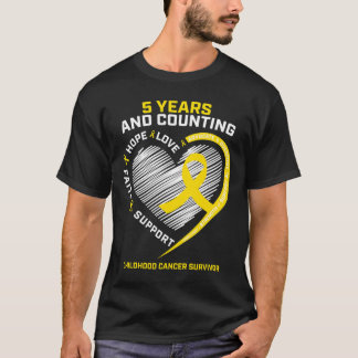 Teen Boys Girls Kids 5 Years Gold Childhood Cancer T-Shirt