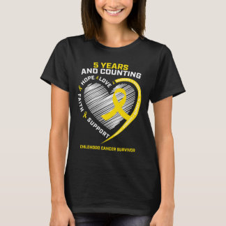 Teen Boys Girls Kids 5 Years Gold Childhood Cancer T-Shirt