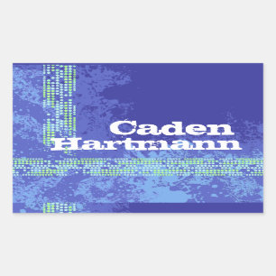 Teen boys sports name dark blue id label sticker