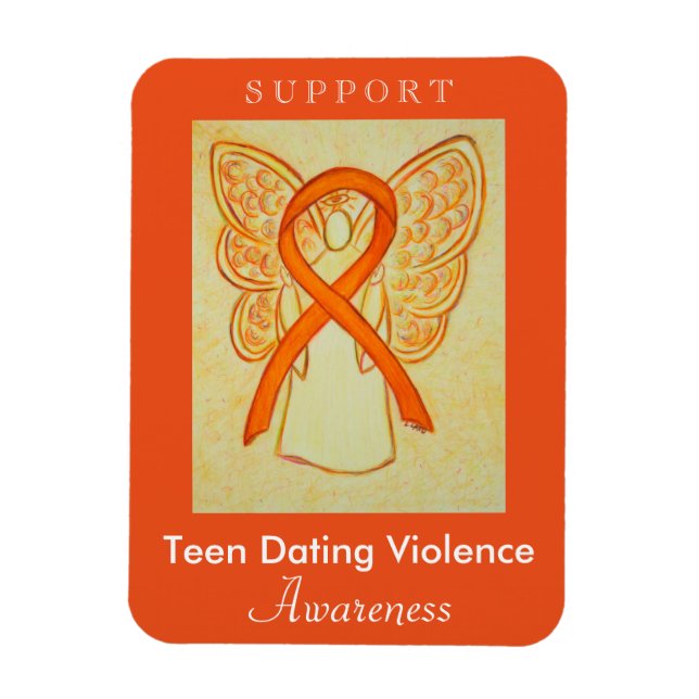 Teen Dating Violence Awareness Ribbon Angel Magnet (Vertical)