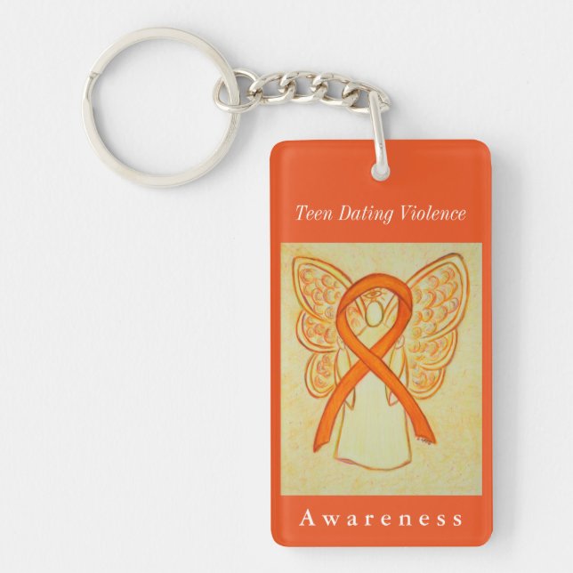 Teen Dating Violence Awareness Ribbon Keychain (Front)
