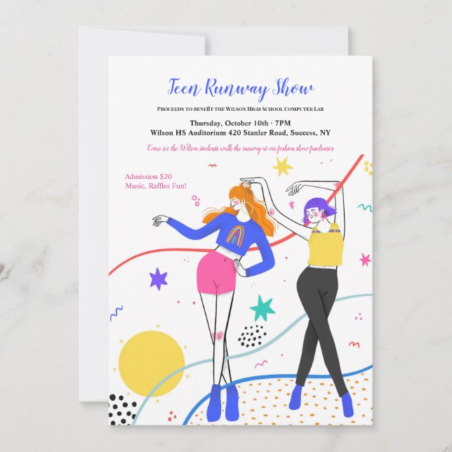 Teen Fashion Show Fundraiser Invitation (Front)