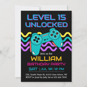 Teen Gaming Gamer Boy Video Game Player Birthday Invitation