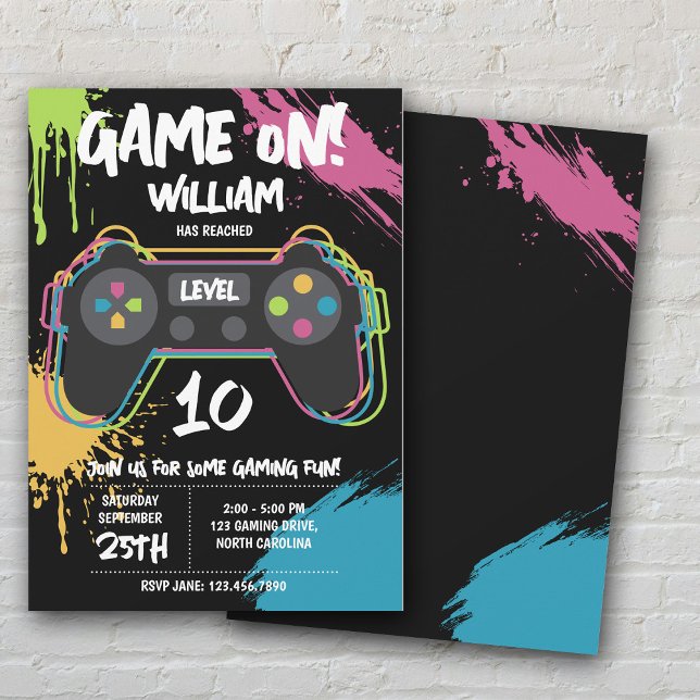 Teen Gaming Gamer Video Game Graffiti Birthday Invitation (Teen Gaming Gamer Video Game Graffiti Birthday Invitation)