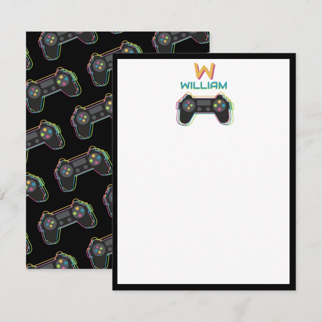 Teen Gaming Gamer Video Game Kids Monogram Card (Front/Back)