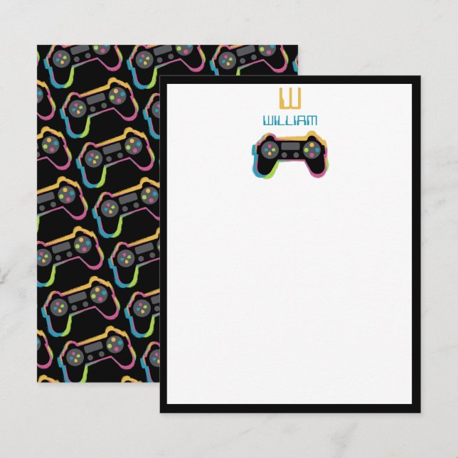 Teen Gaming Gamer Video Game Kids Monogram Card (Front/Back)