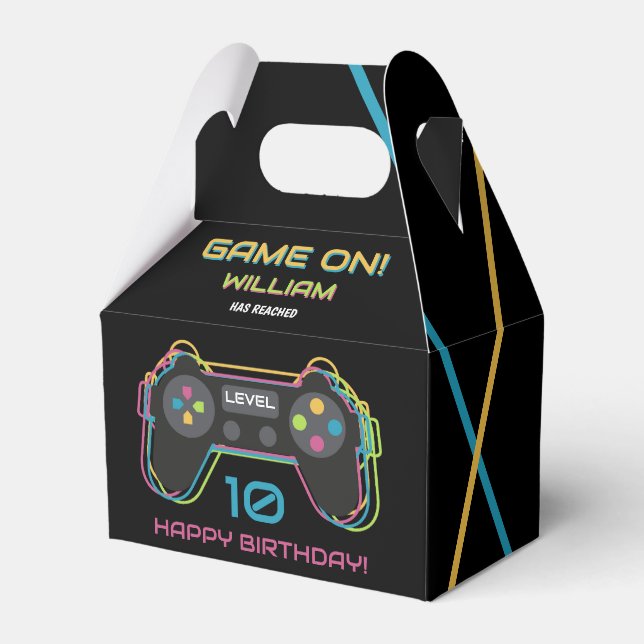 Teen Gaming Gamer Video Game Player Neon Birthday Favour Box (Front Side)