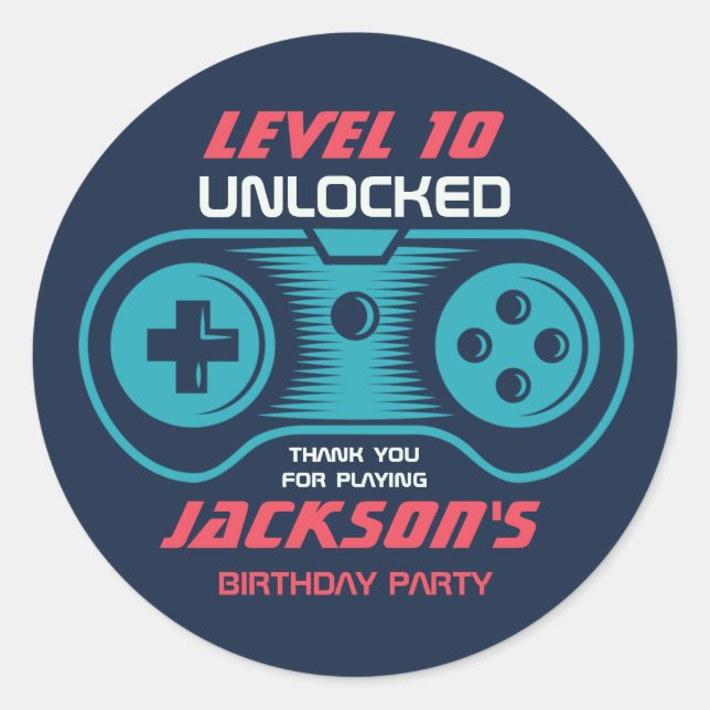Teen Gaming Video Game Player Gamer Birthday Party Classic Round Sticker (Front)