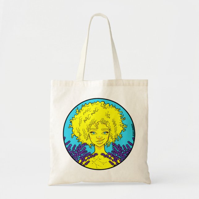 Teen Girl Gemini Afro Lavender Yellow Tote Bag (Front)