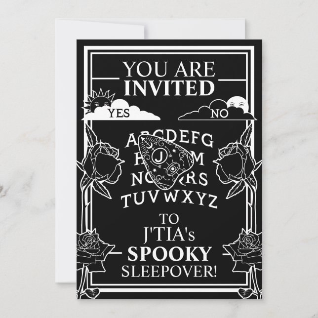 Teen Girl Gothic Black Talking Board Sleepover Invitation (Front)