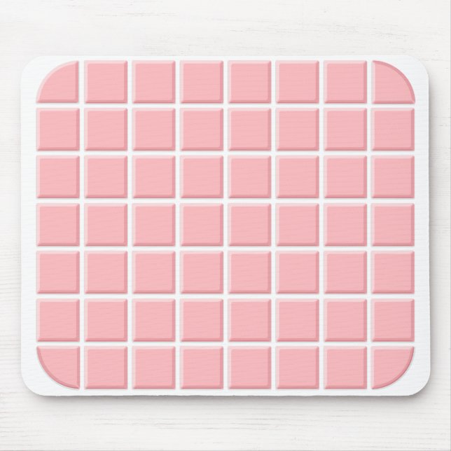 Teen Girl Light Pink White Square Tiles Mouse Mat (Front)