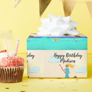 Teen Girl Paddleboard Happy Birthday Personalised Wrapping Paper